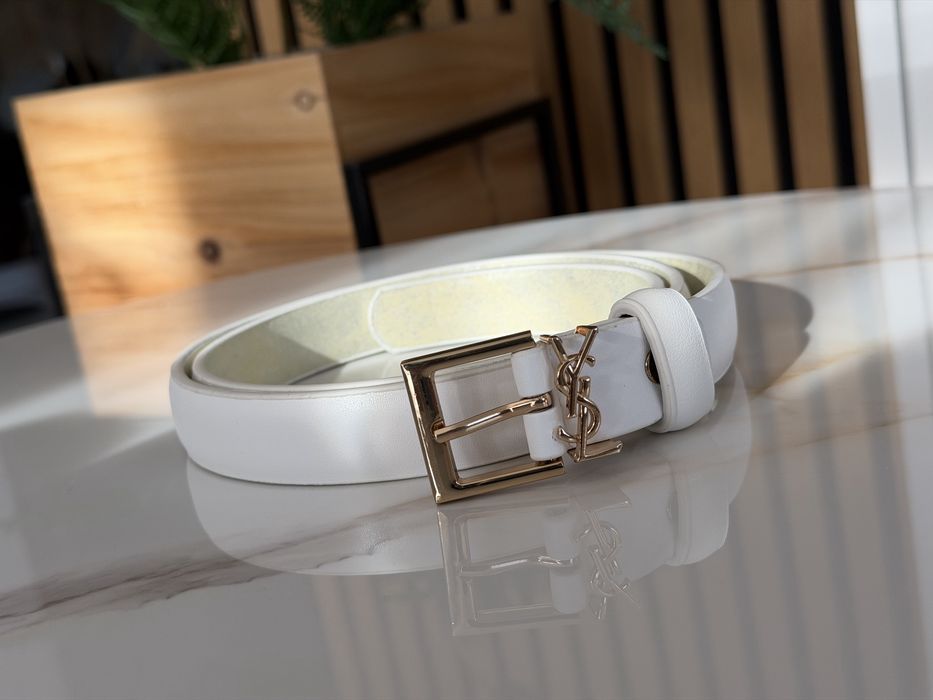Pasek YSL Saint Laurent Premium Nowy Biały