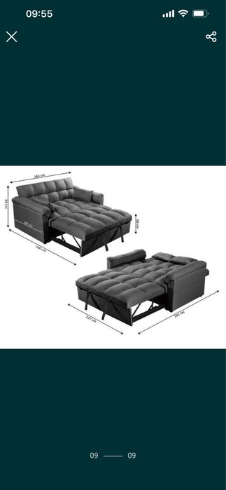 Sofá-cama preto veludo
