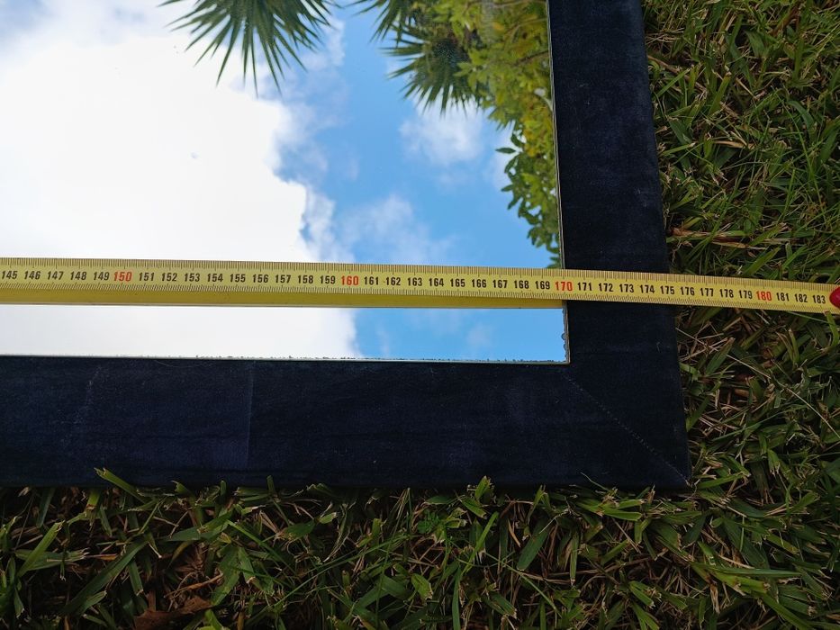 Espelho com moldura em madeira forrado a veludo.
Medidas: 165/52cm