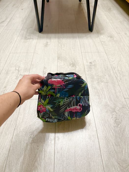 Torba termiczna nowa Czarna w flamingi