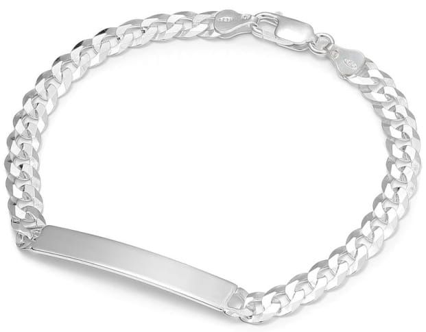 Srebrna Bransoletka Pancerka Soczewkowa 6,00 mm z Blaszką  925 Grawer