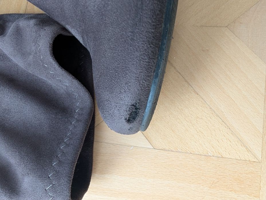 Popielate zamszowe kozaki do kolan