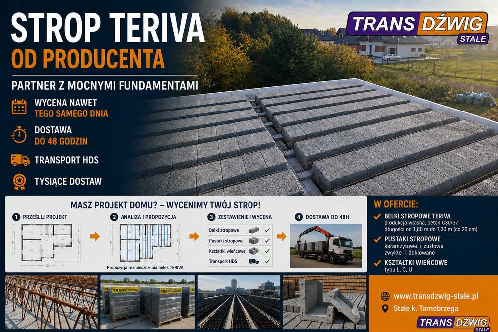 Kompletny Strop Teriva -Cena producenta! Jesienna Obniżka CEN!!