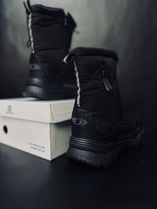 Мужские сапоги саломон черные для суровой зимы не промокаю не скользят