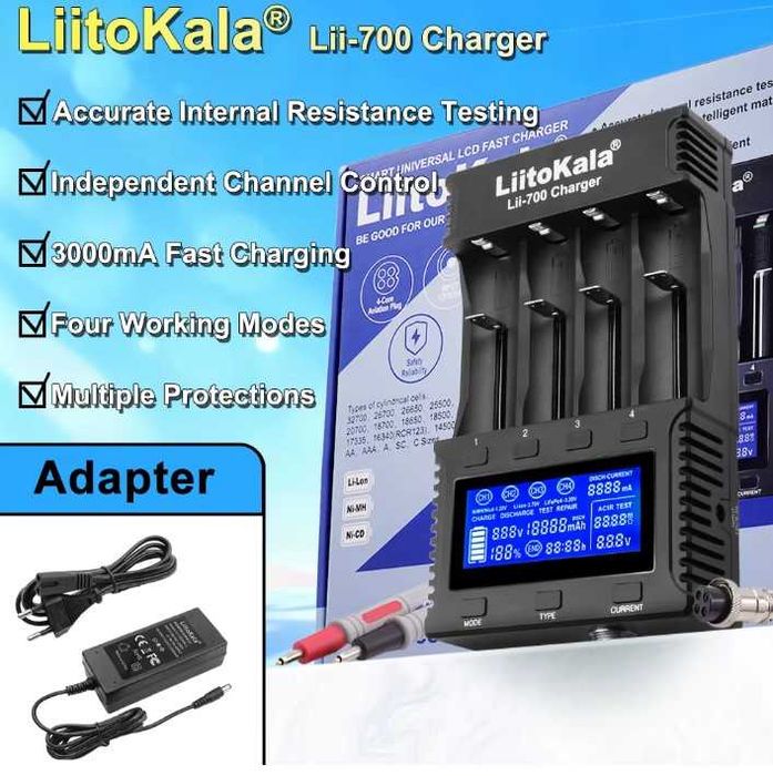 Зарядний пристрій Liitokala lii-700, Новинка, Li-ion, LiFePO4, NiCd/MH