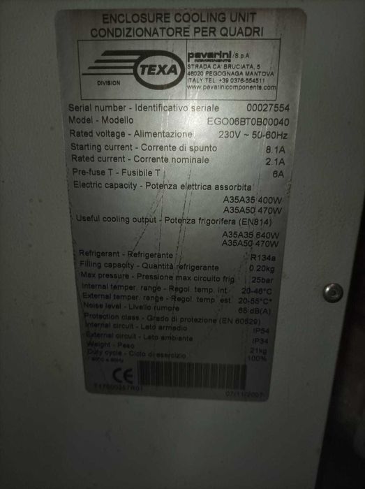 Ar condicionado para quadro eletrico TEXA