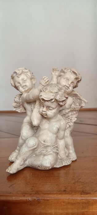 Castiçal com 3 anjos em marfinite