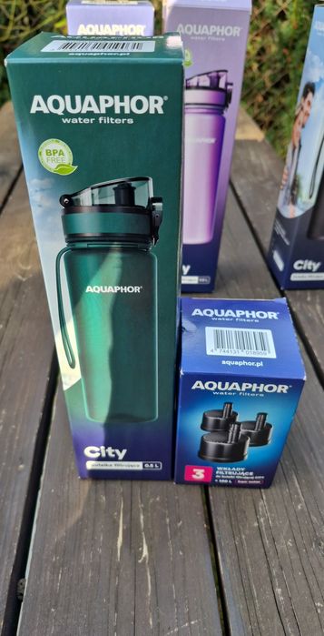Aquaphor City butelka filtrujaca wodę wkłady zapas Nowa zieleń leśna