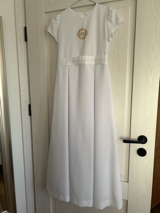 Sukienka alba komunijna + peleryna + torebka r. 146