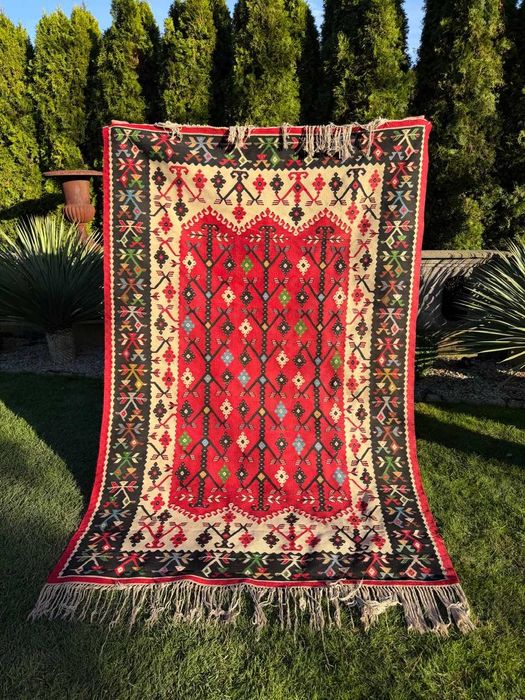 Kilim Wełniany Ręcznie Tkany lub Dywan Narzuta ART DECO 270x160 Turcja