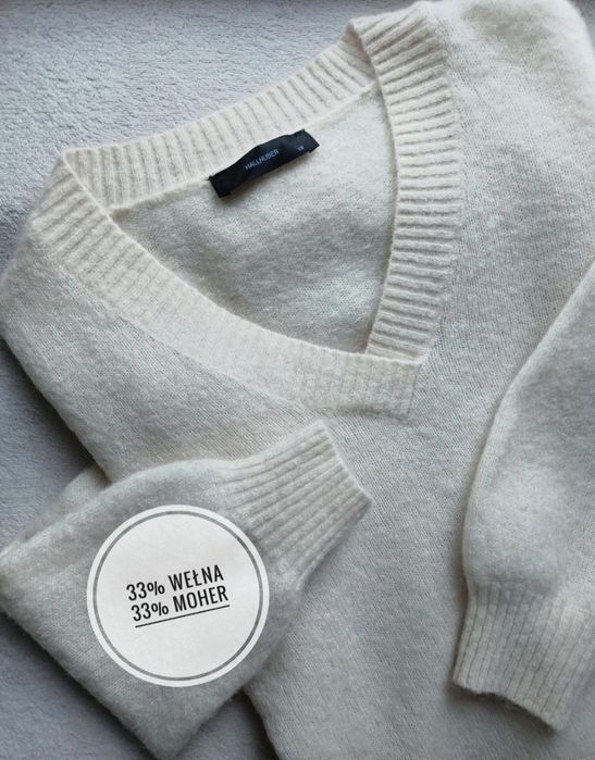 Sweter Hallhuber wełna + moher  z dodatkiem/ Roz XS/S