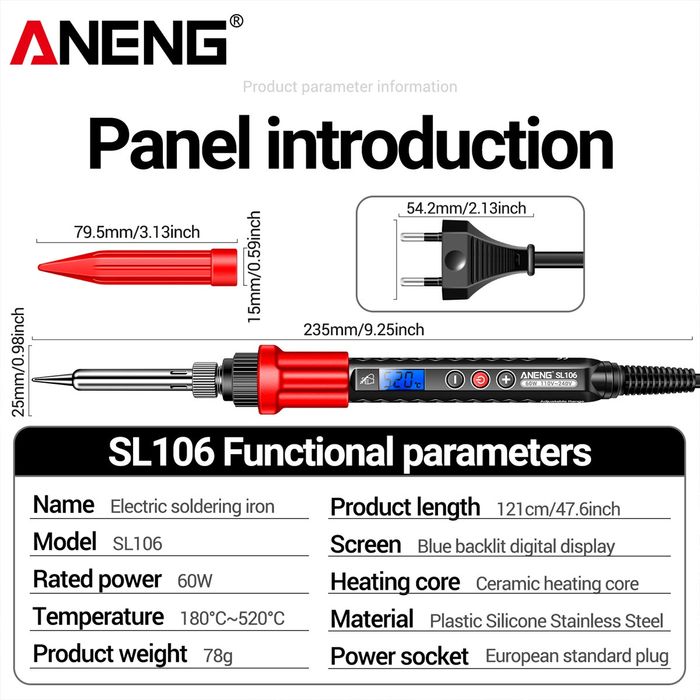 Ferro De Soldar Digital 60W Aneng SL106