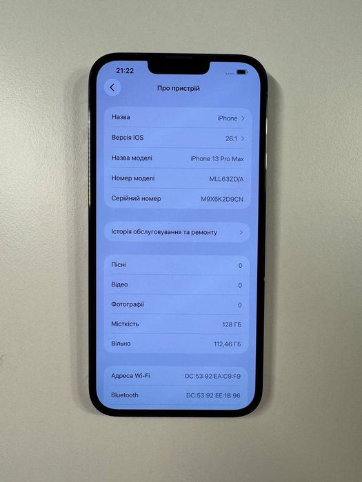 У продажі iPhone 13 Pro Max 128GBGraphite
 77%