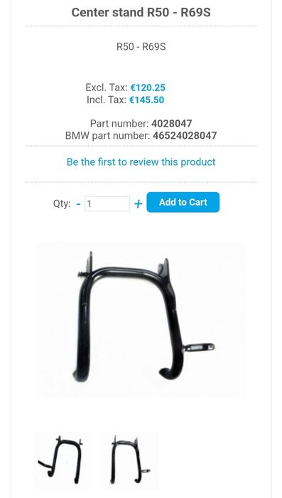 Descanso central BMW R50 a R69S - NOVO