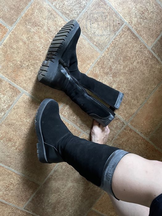 Зимние сапоги овчина замш кожа