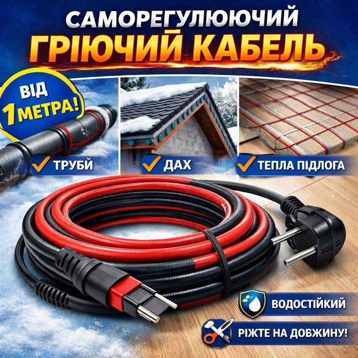 Саморегулюючий кабель антилід антисніг для труб водостоків каналізації