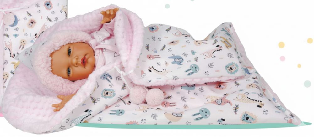 Saco de Dormir para Boneca 50 cm Nines d’Onil – Rosa com Capuz