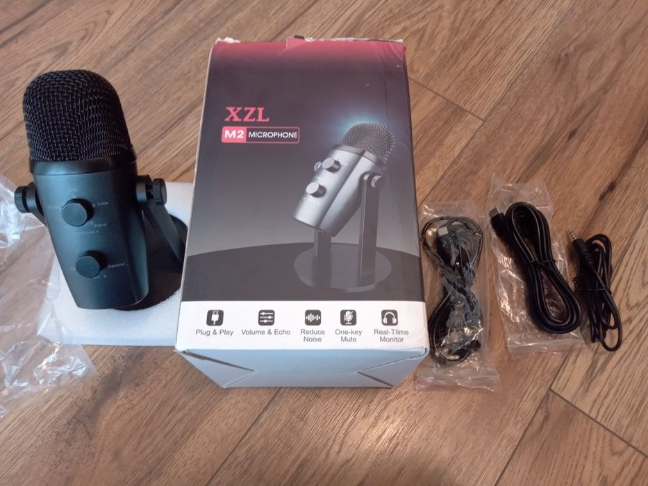 XZL Mikrofon USB, kondensatorowy mikrofon gamingowy do komputera