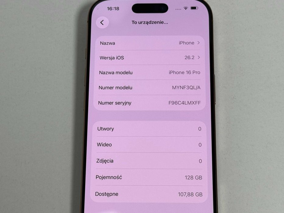 Apple iPhone 16 Pro 128GB Złoty 92% Kondycji Baterii GWARANCJA