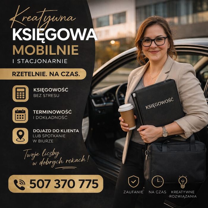 Usługi księgowe.  Księgowa mobilna | KPiR, VAT, Ryczałt, ZUS | Kadry i płace | JDG