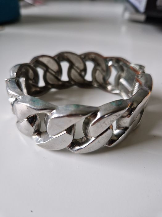 Bransoletka kolor srebrny masywna srebrna