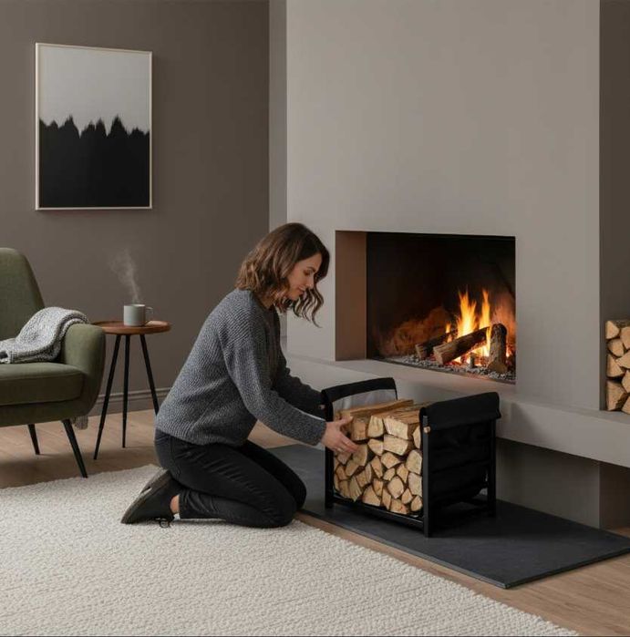 NOWY Stojak Na Drewno Opałowe Kominkowe Kosz Regał Metalowy Loft Ładny