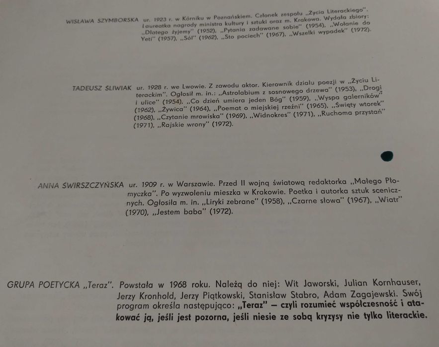 I Krakowskie Dni Poezji 1974 r Unikat Program