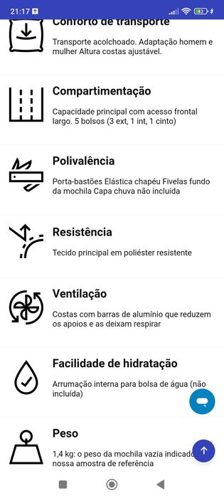 Mochila trekking caminhada forclaz