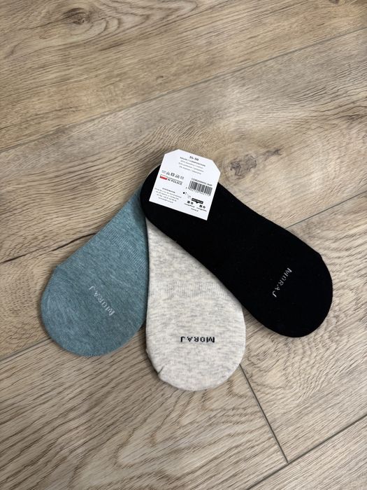 Nowe 3 pary bawełniane krótkie skarpetki stópki rozmiar 35-38 Moraj