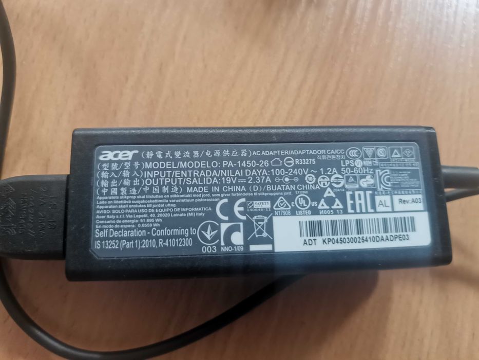 Oryginalny Zasilacz 45W Ładowarka do Acer PA 1450~26 + kabel zasilając