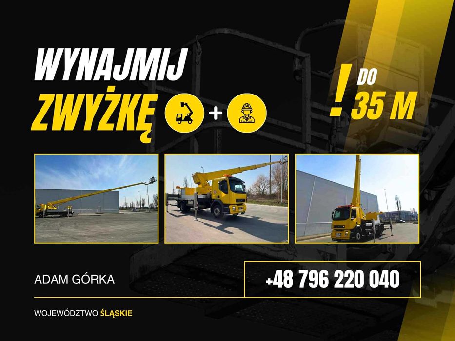 PODNOŚNIKI KOSZOWE Wynajem 23M 35M Zwyżki Wycinka Drzew