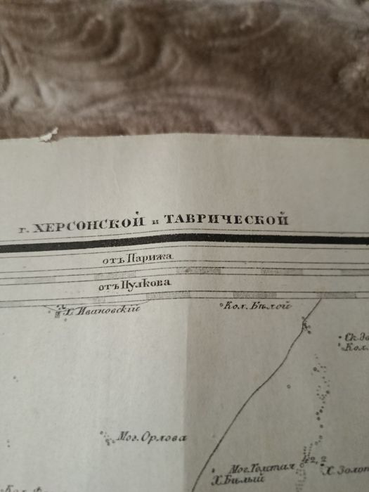 Старинная военная карта  Херсонской и Таврической губернии ,1920