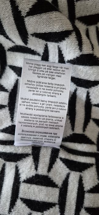 Ponczo biało czarne 100% wełna
