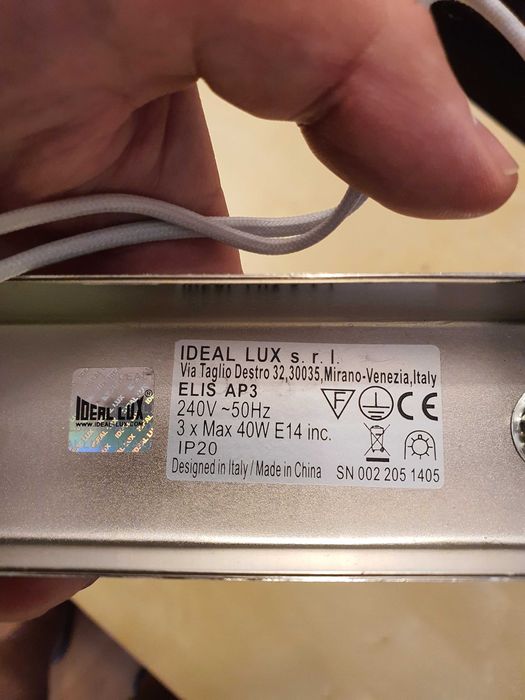 Kinkiet sufitowo-ścienny Ideal Lux Elis, 3 punktowy szkło Pyrex