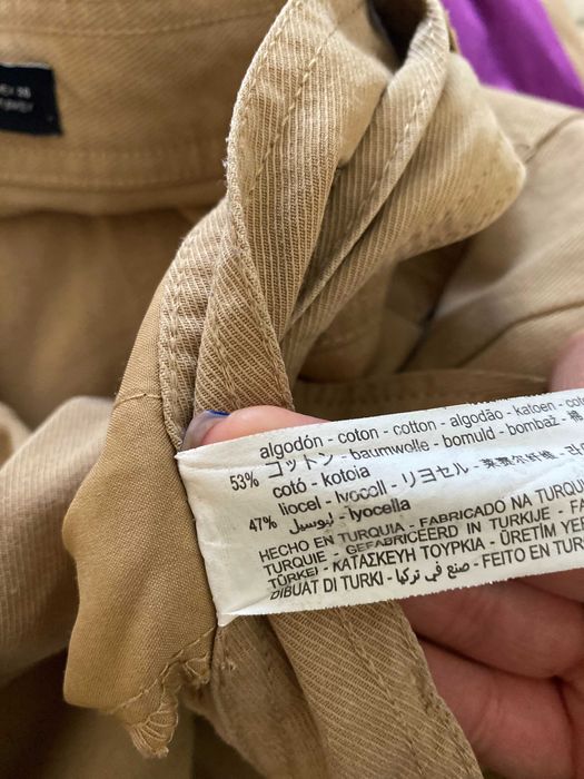 ZARA spodnie damskie camel cargo szerokie nogawki lyocell bawełna S modne