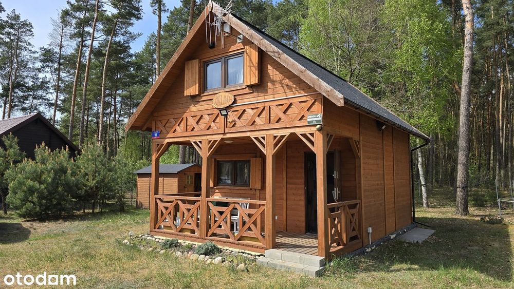 Domek rekreacyjny w lesie obok jeziora z działką 573m2
