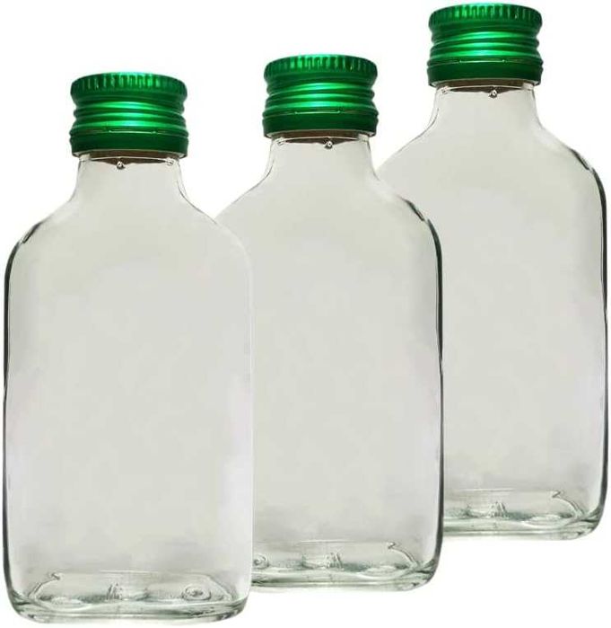 20szt. Butelka piersiówka 100ml + zakrętki ZIELONE fi 28/18