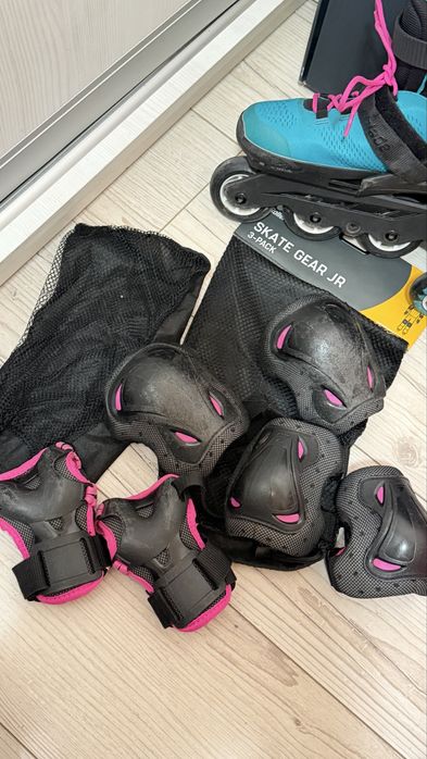 Дитячі ролики Rollerblade Pink Emerald Green ( 33–36)+захист+рюкзак
