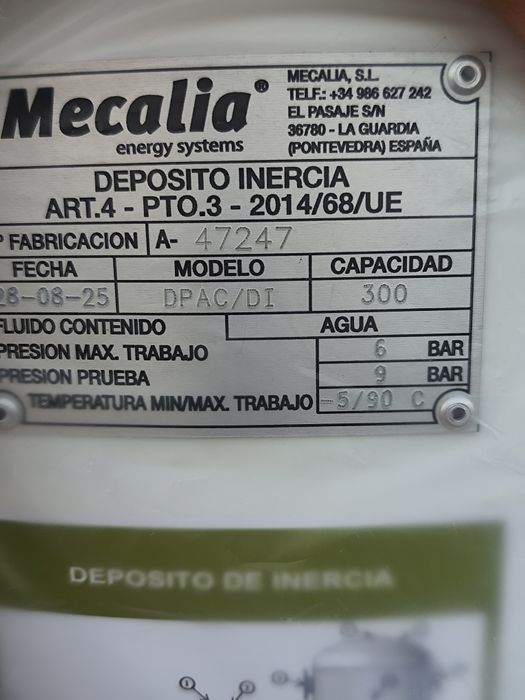 Depósito de Inércia Mecalia 300L NOVO (Embalado de Fábrica)