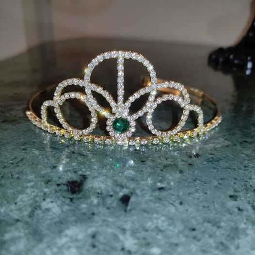 Tiara Coroa Dourada Brilhantes Noiva