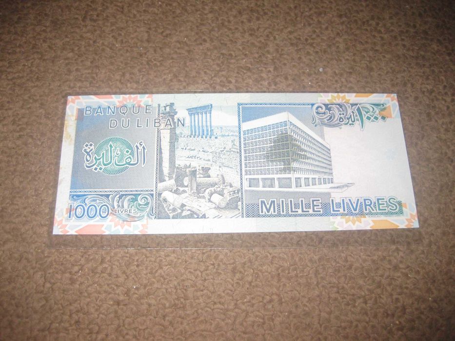 Nota do Líbano "1000 Livres" UNC