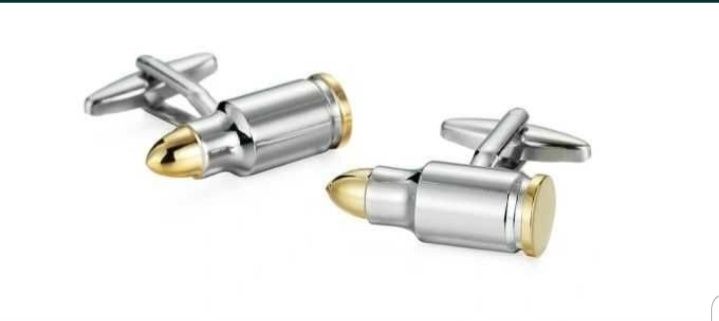 NOWE Spinki do mankietów spinki do koszuli Naboje Łuska naboju