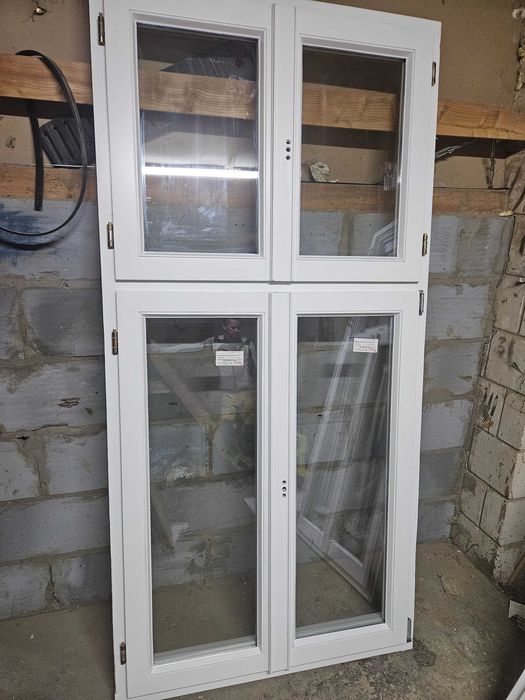 NOWE OKNA Drewniane Sosnowe Zabytkowe Czteroskrzydłowe 106x217cm 2 sztuki