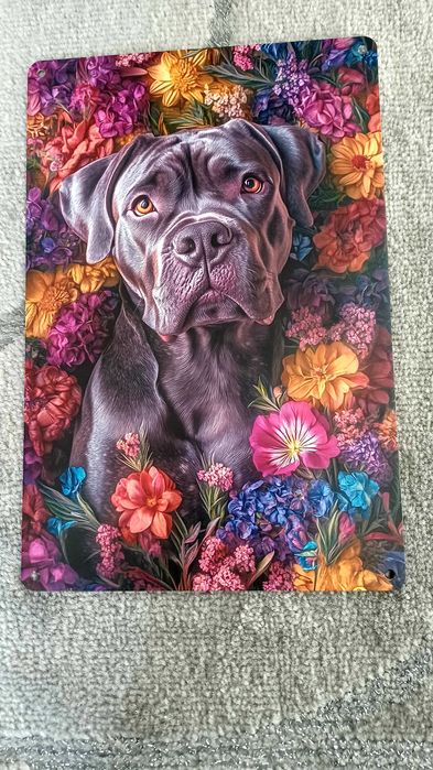 Dekoracyjna tabliczka Cane Corso flowers styl Art Deco