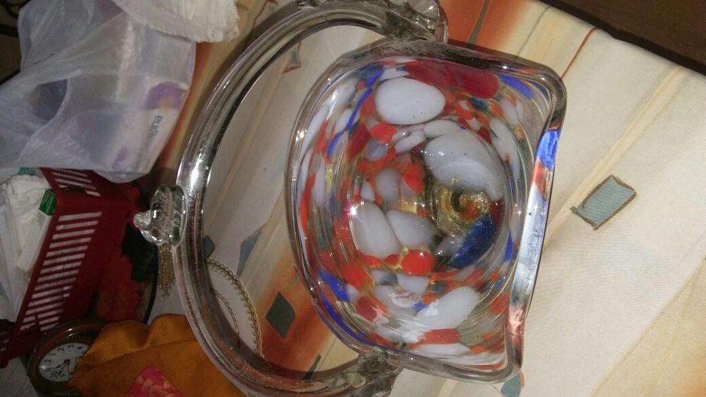 Koszyczek duży z kolorowego szkła PRL