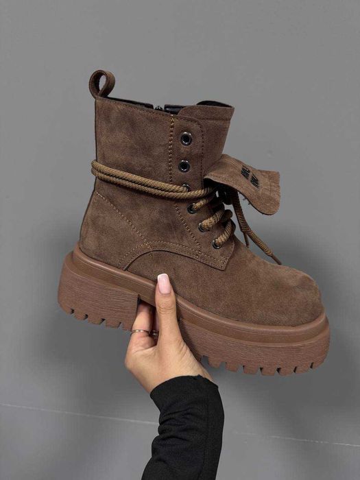 зимові чревики Miu Miu Boots Brown premium з хутром