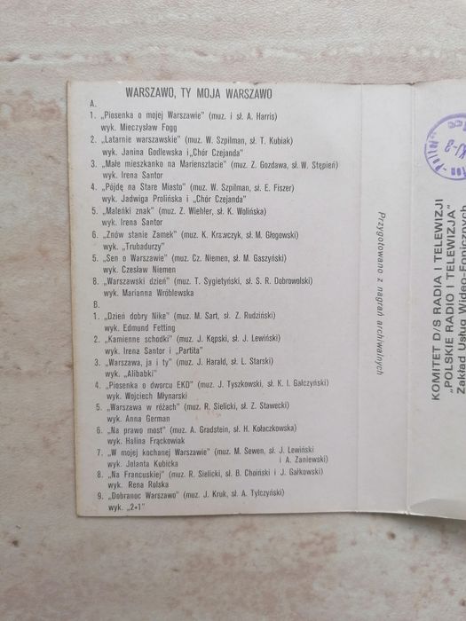kaseta Warszawo ty moja Warszawo