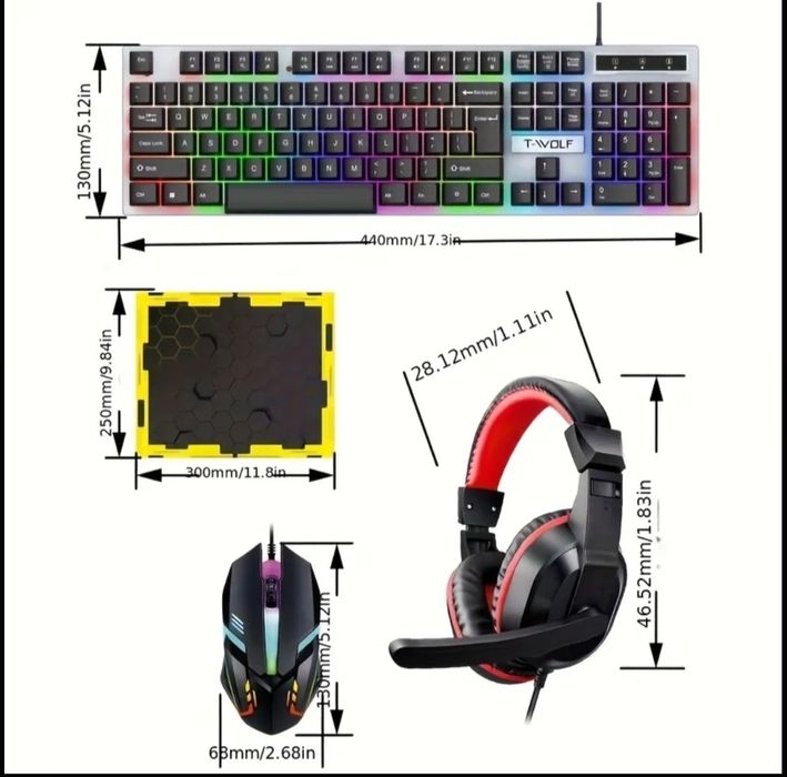 ‼️Знижка‼️ Геймерський комп'ютерний комплект 4в1 T-Wolf TF240‼️Акція‼️