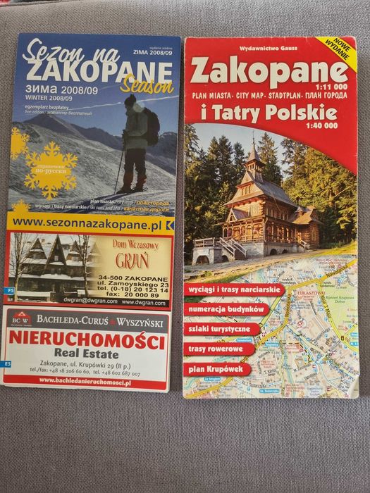 Mapa, Plan Miasta Zakopane i Tatry Polskie