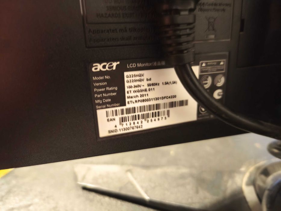 монитор aser g225hqv